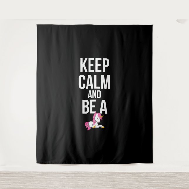 Tapete De Parede Unicórnio Fique calmo e seja um Unicórnio (Frente)