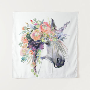 Tapete De Parede Unicórnio Vestido Floral