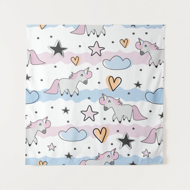 Tapete De Parede Unicorns and stars pattern (Frente)