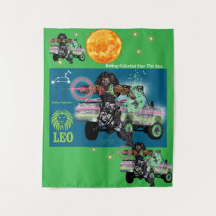 Tapete De Parede Universo do Zodíaco -Leão-Bandeira de Festa Tapeça