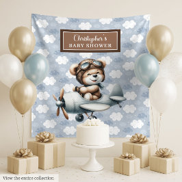 Tapete De Parede Ursa Teddy Chic Piloto Azul Marrom Celebração