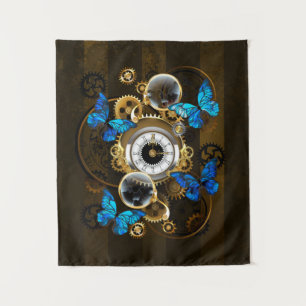 Tapete De Parede Ursinhas Steampunk e Borboletas Azuis