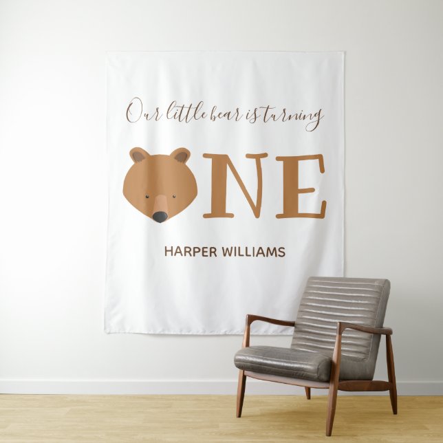 Tapete De Parede Ursinho Comemora Primeiro Aniversário Adorável Pri (In Situ)