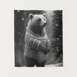 Tapete De Parede Urso Adorável Vestindo um Suéter Louco