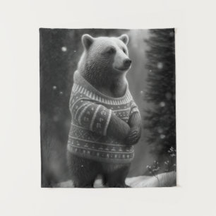 Tapete De Parede Urso Adorável Vestindo um Suéter Louco