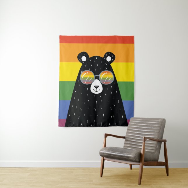 Tapete De Parede Urso Arco-Íris Orgulho gay LGBT Vestindo Óculos-So (In Situ)