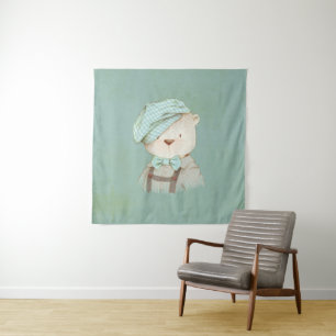 Tapete De Parede Urso de Teddy no Chapéu Gelado Adorável