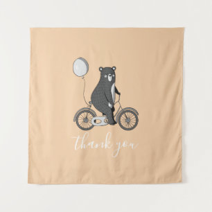 Tapete De Parede Urso Escandinavo de Bicicleta Minimalista Obrigado