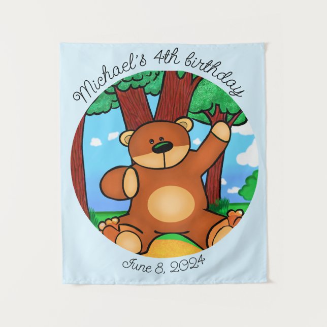 Tapete De Parede Urso no aniversário da pradaria  (Frente)