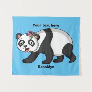 Tapete De Parede Urso panda bonito e feliz com desenho animado