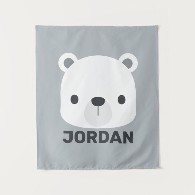 Tapete De Parede Urso Polar Bonito com Nome Personalizado (Frente)
