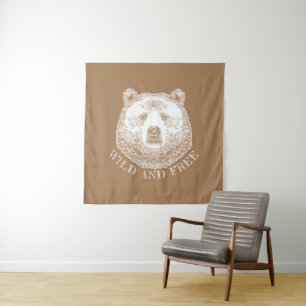 Tapete De Parede Urso, Selvagem E Gratuita, Ilustração Desenhada 