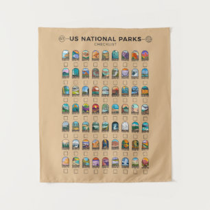 Tapete De Parede US National Parks of America Checklist Vintage