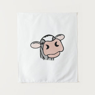 Tapete De Parede vaca de desenho animado preto branco rosa beijo ci