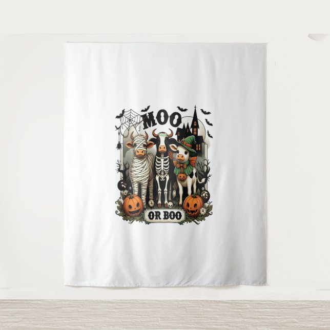 Tapete De Parede Vaca de Halloween Moo ou Boo (Frente)