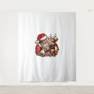 Tapete De Parede Vaca De Vinho Da Terra De Natal Com Papais noeis E