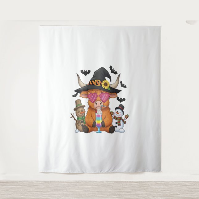 Tapete De Parede Vaca do Halloween Highland (2) (Frente)