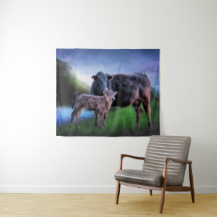 Tapete De Parede Vaca e Bezerro Black Angus