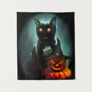 Tapete De Parede Vampiro Gato e Mágico Pumpkin Halloween Surreal A