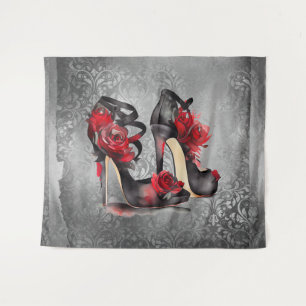 Tapete De Parede Vampy Strappy Stilettos   Rosas vermelhas em Grung