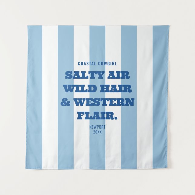 Tapete De Parede Vaqueira Costeira Moda Western Faixa Azul da Caban (Frente)