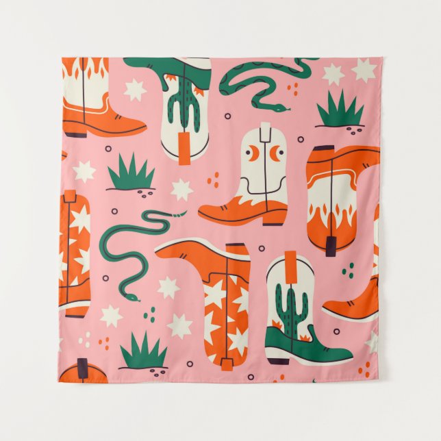 Tapete De Parede Vários padrões de botas de cowboy (Frente)