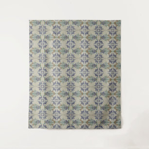 Tapete De Parede Vaso de Tulipa Holandesa em Azulejo Delft Antigo: