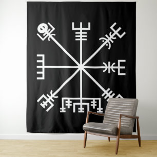 Tapete De Parede Vegvisir branco Sigil no preto