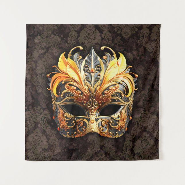 Tapete De Parede Venetian Masquerade Golden Mask (Frente)