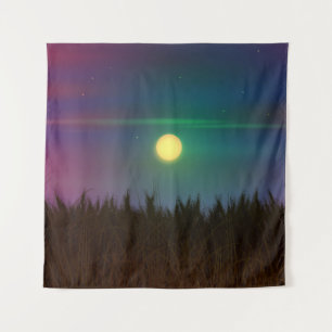 Tapete De Parede Verão da pintura a óleo do céu nocturno e da lu