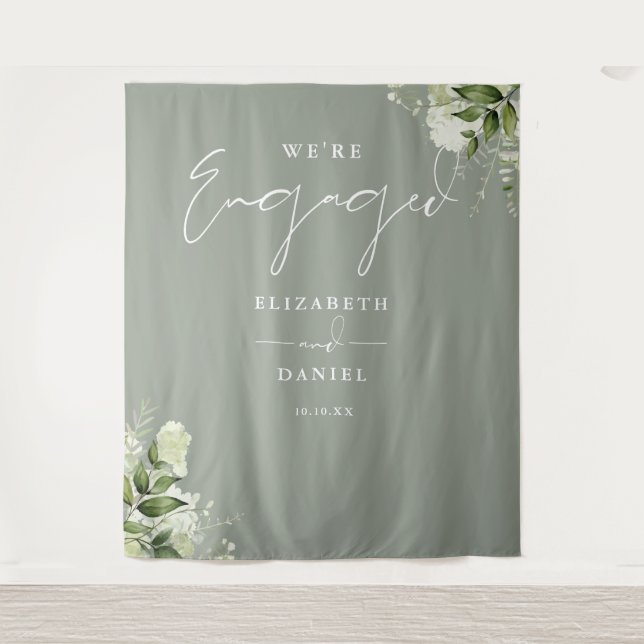 Tapete De Parede Verdadeira Festa de noivado Verde Sage (Frente)