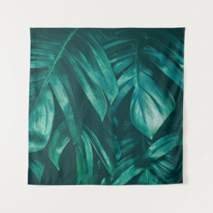 Tapete De Parede Verde escuro, folhagem tropical da selva.