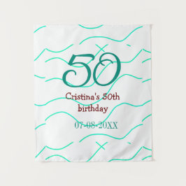 Tapete De Parede Verde vermelho 50 aniversário adicionar nome data 