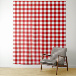 Tapete De Parede Verificação de Gingham Vermelho e Branco