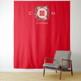 Tapete De Parede Vermelhidão floral, pano de fundo do casamento chi