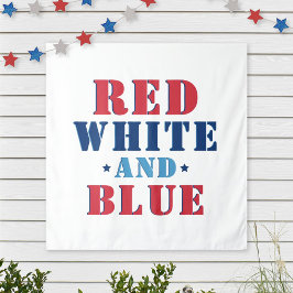 Tapete De Parede Vermelho Branco e Azul Patriótico Ousado