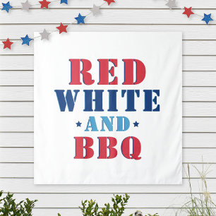 Tapete De Parede Vermelho Branco e BBQ Divertido 4 de Julho