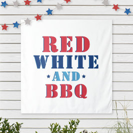 Tapete De Parede Vermelho Branco e CHURRASCO Engraçado 4 de julho