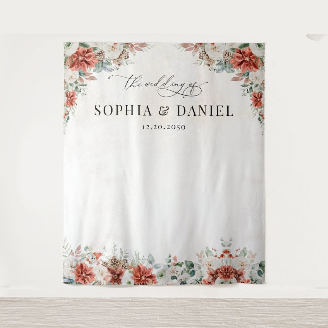 Tapete De Parede Vermelhos Vermelhos Invernos Pinecone Fundo de Cas (Frente)