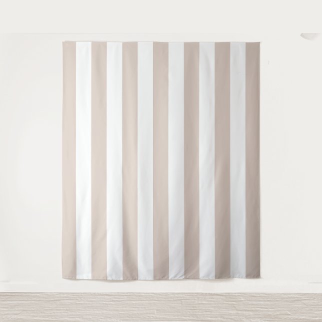 Tapete De Parede Vertical Stripes Beige E White Stripes (Frente)