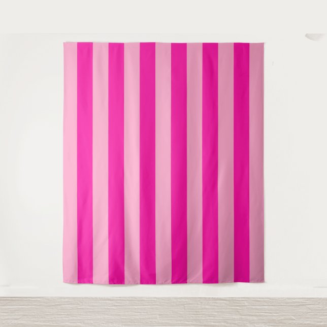 Tapete De Parede Vertical Stripes Rosa Quente (Frente)