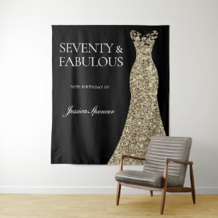Tapete De Parede Vestido Preto Dourado Setenta & Fabuloso Aniversár