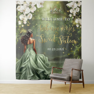 Tapete De Parede Vestido Verde Sage Princesa Marrom Sweet 16