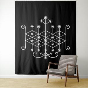 Tapete De Parede Veve Branca de Ogoun em Preto