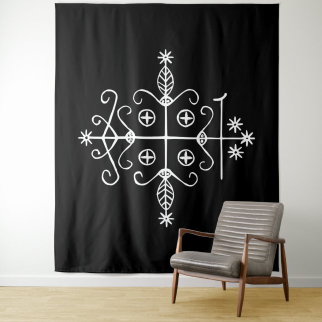 Tapete De Parede Veve branca de Papa Legba em preto (In Situ)