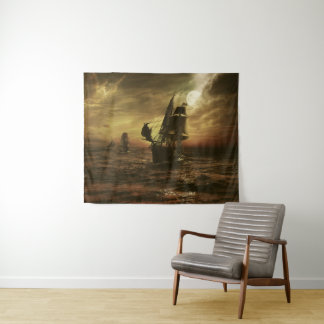 Tapete De Parede Viagem Marítima ao Luar Arte Marítima