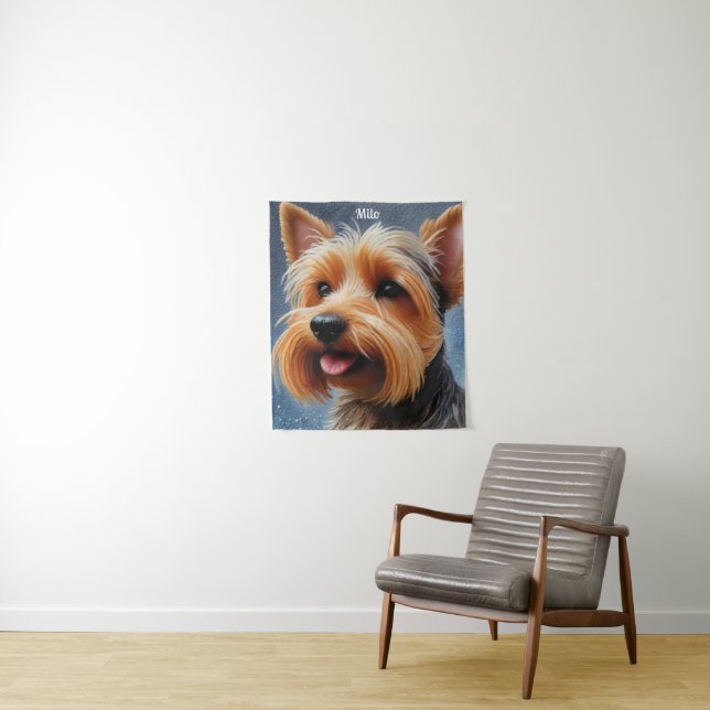 Tapete De Parede Vibrant Pop Pointillism Yorkshire Terrier Art (In Situ)