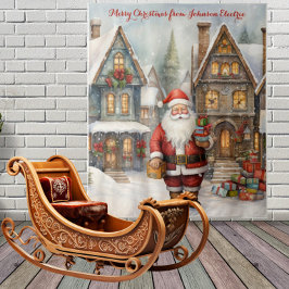 Tapete De Parede Vila de Natal com Papai Noel