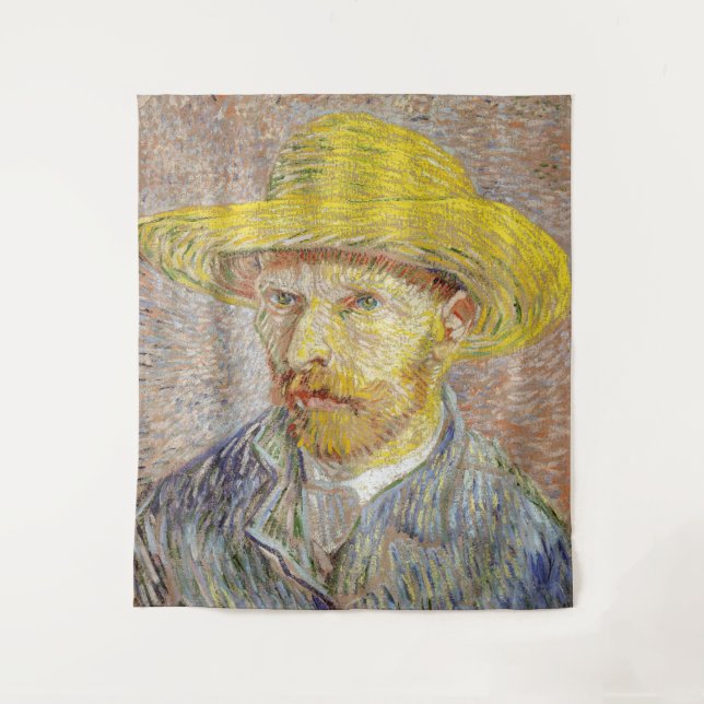 Tapete De Parede Vincent van Gogh - Autorretrato com Chapéu de Palh (Frente)