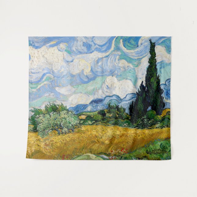 Tapete De Parede Vincent Van Gogh - Campo de Trigo com Cipras (Frente (Horizontal))